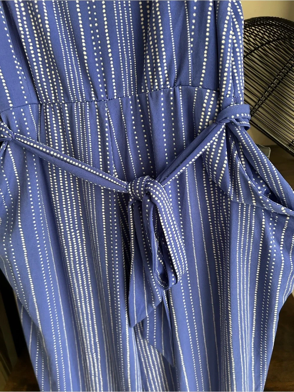 Simply Styled Blue Striped Sleeveless Tie-Waist Jumpsuit